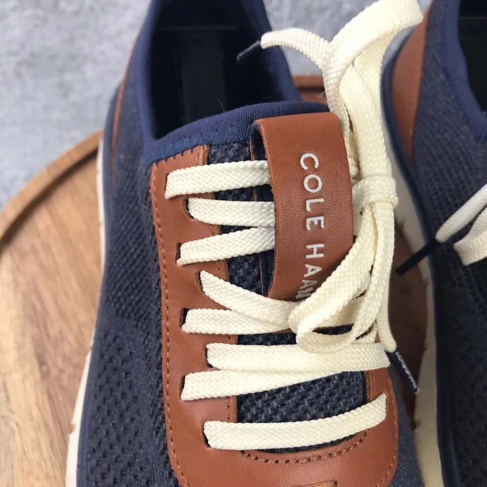 Cole Haan Generation ZeroGrand Stitchlite Sneakers Mens 9 M Navy/Brown Leather‎